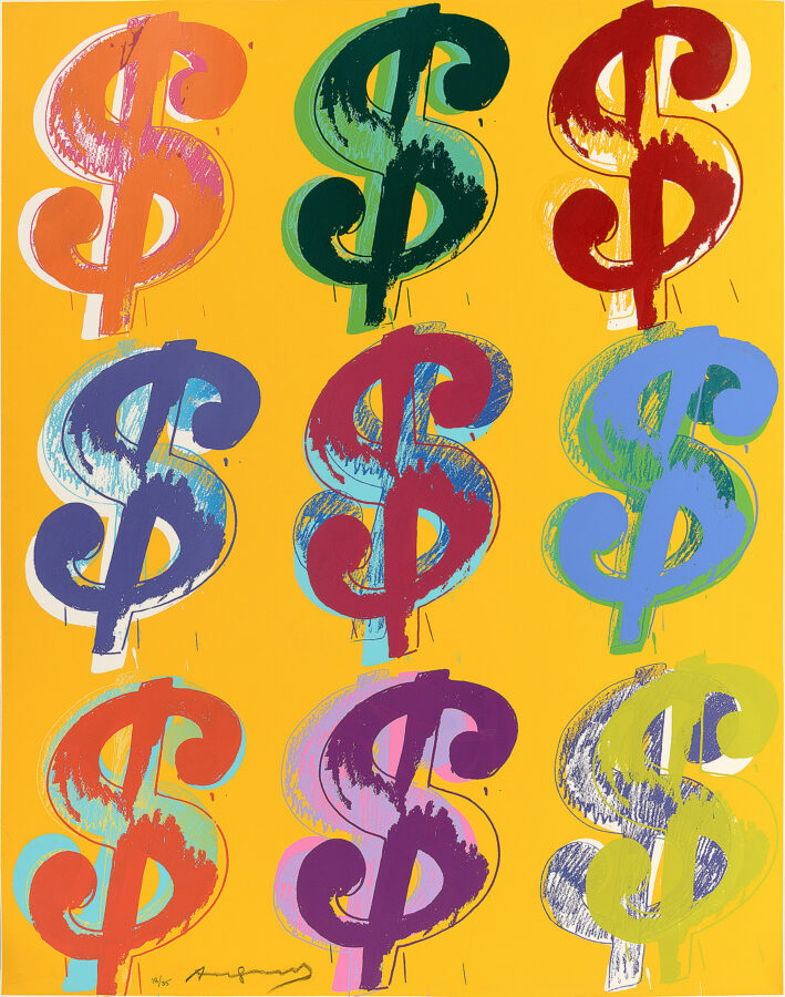 Lot 119: Andy Warhol (American, 1928–1987), $9 (Nine Dollars) (F&S II.286), Unique Color Combination, Edition 18/35, 1982