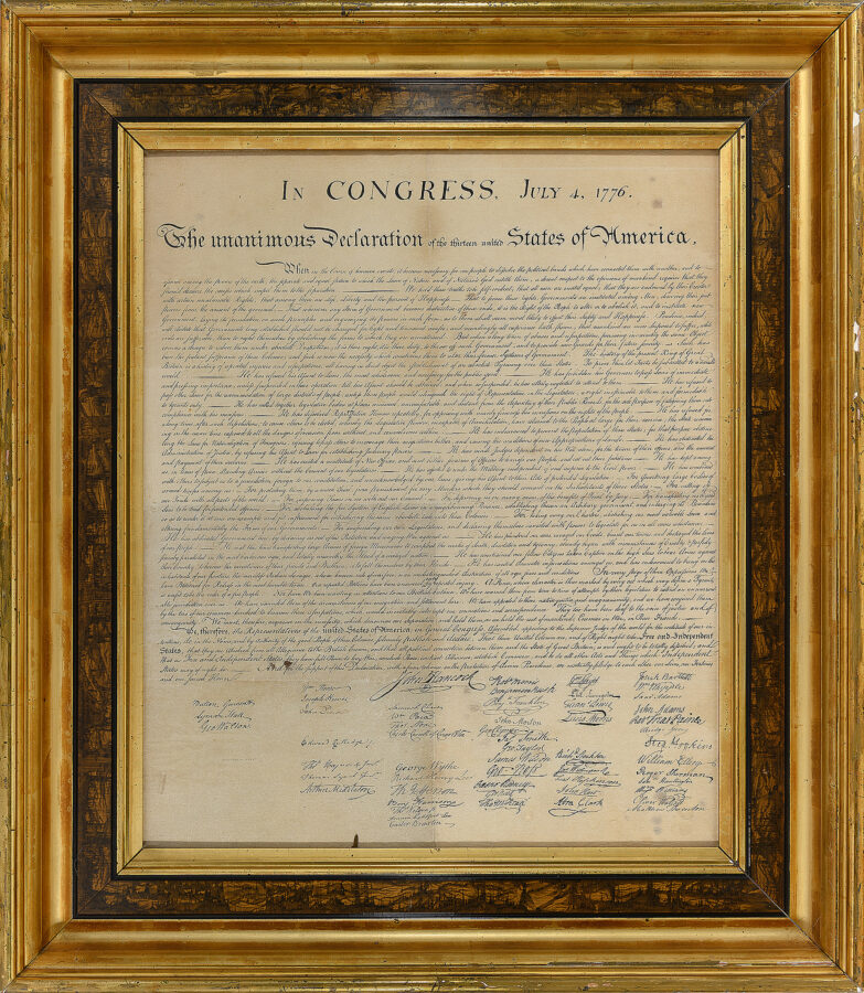 Lot 12: William J. Stone Declaration of Independence, 1823 or Later
