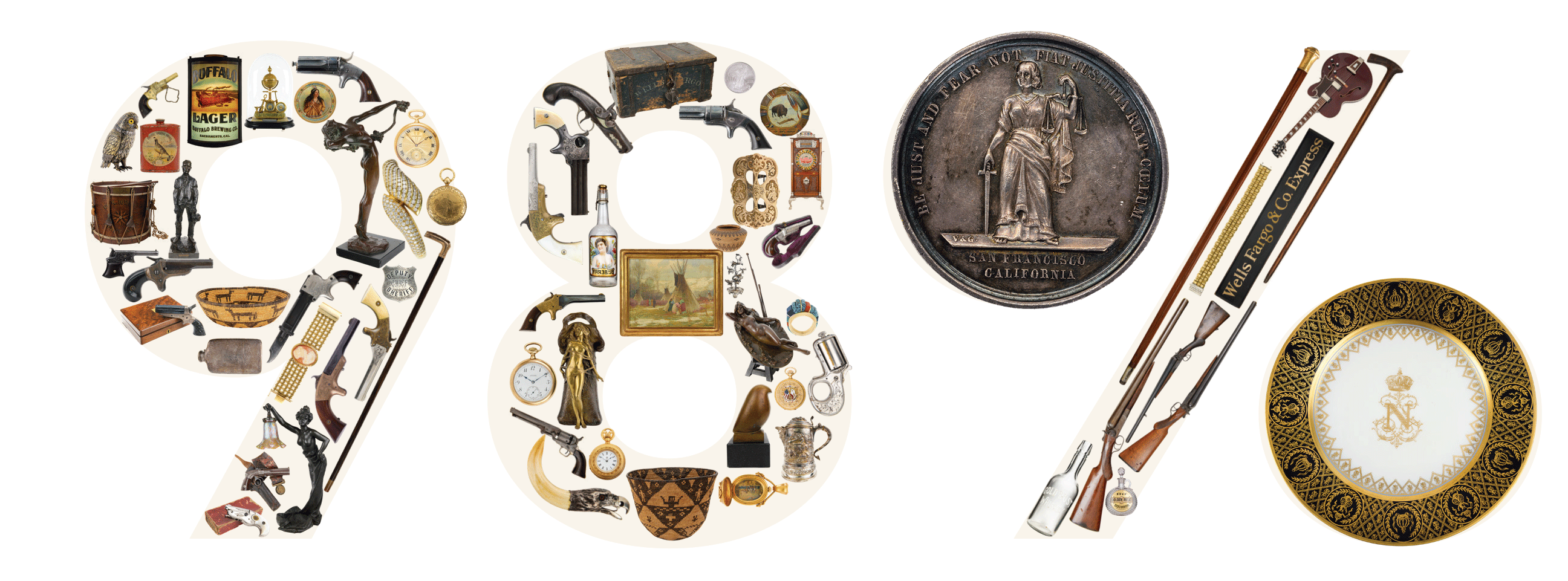 98% sell-through rate — rendered as a collage of recently sold lots